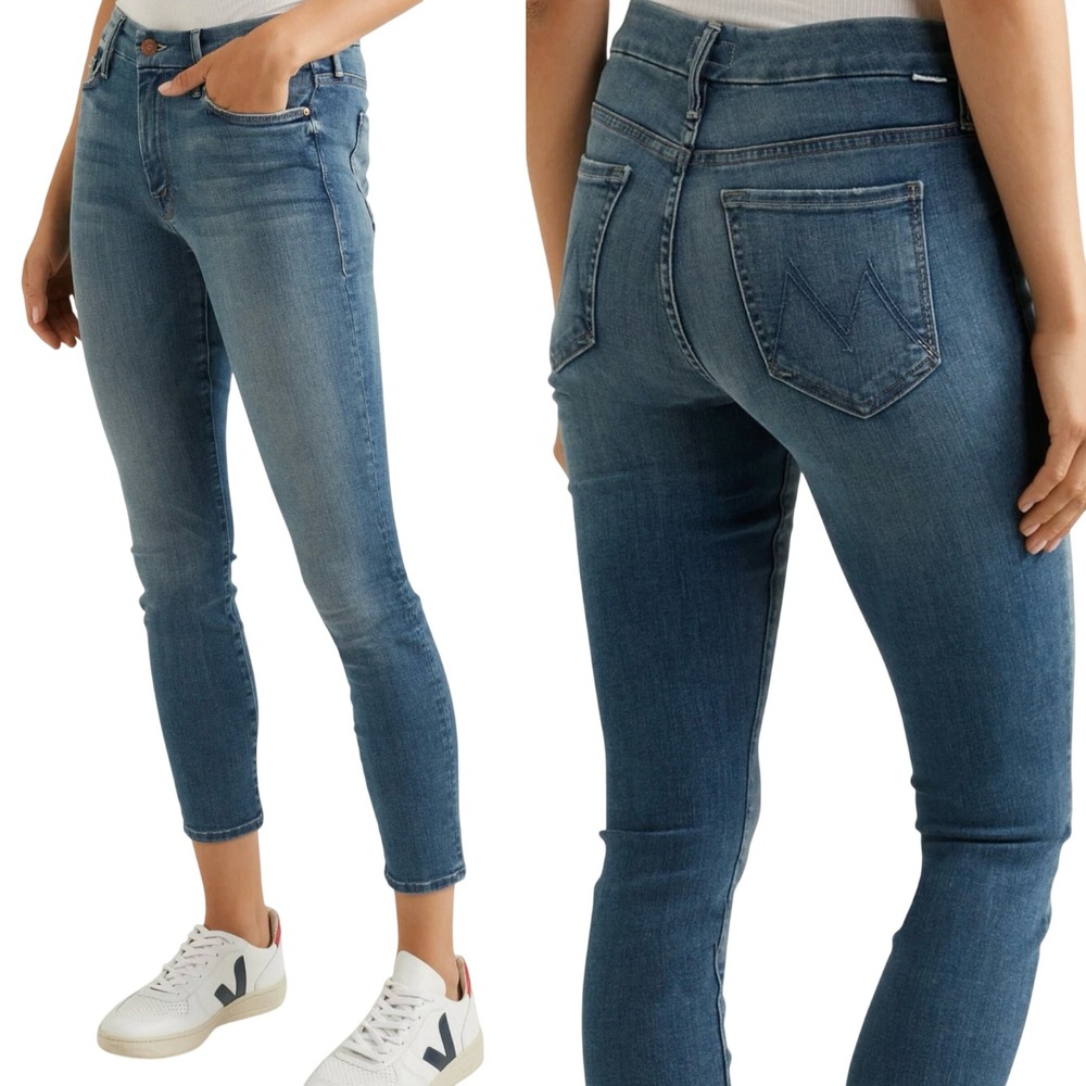 Mother The Looker Crop Come Sundown Blue Denim Jeans Size 28 EUC 1121-360